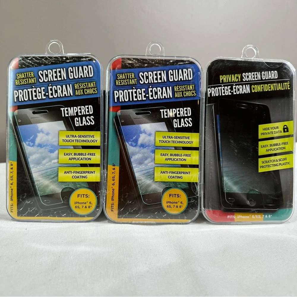 🎀 2 IPHONE SCREEN GUARDS 1 PRIVACY SCREEN GUARD FITS IPHONE 6, 6S, 7 & 8 📲